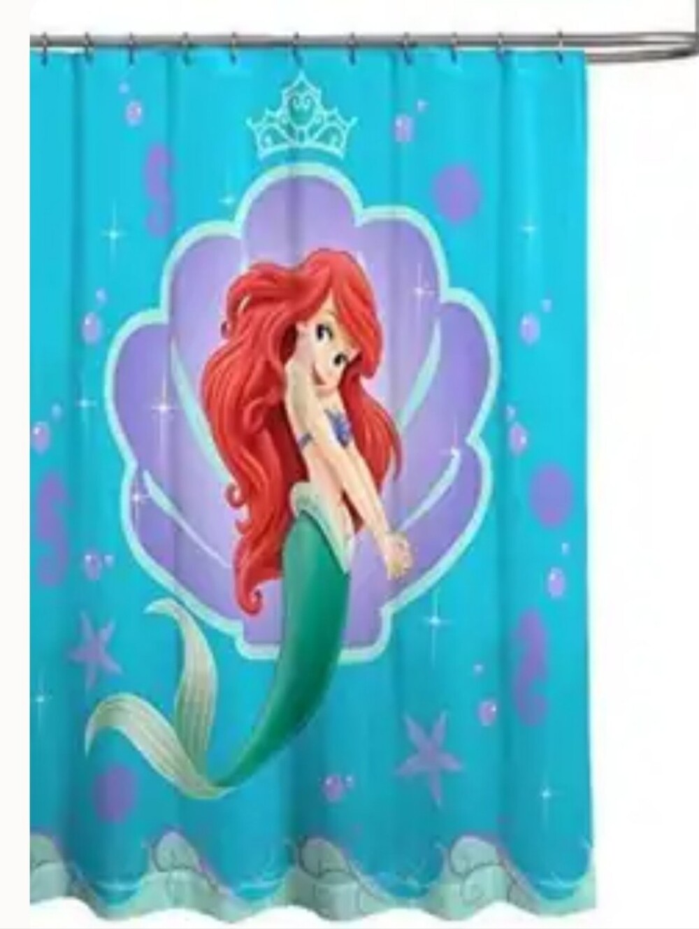Disney The Little Mermaid Ariel Shower Curtain - Turquoise, Purple, Red, Green